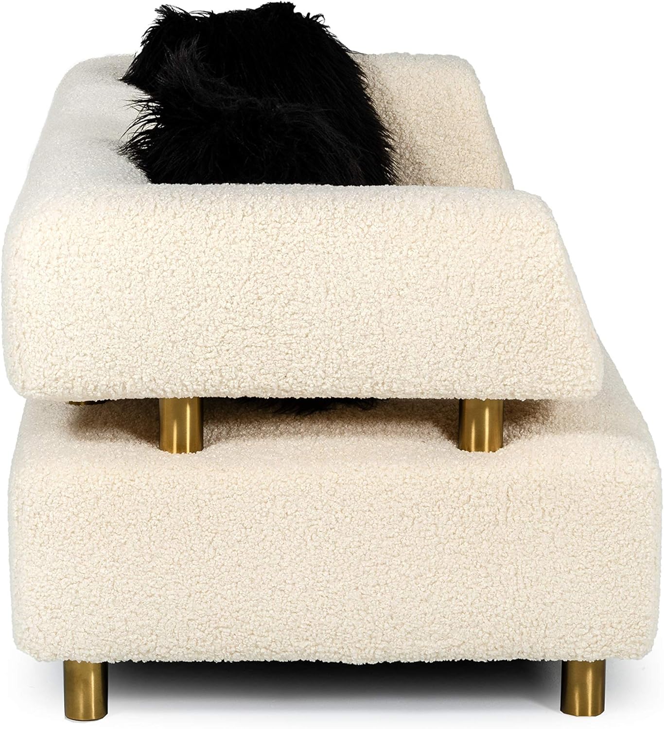 Blanka Collection Glam Style Upholstered Sofa with Tuxedo Arms, Beige S1619