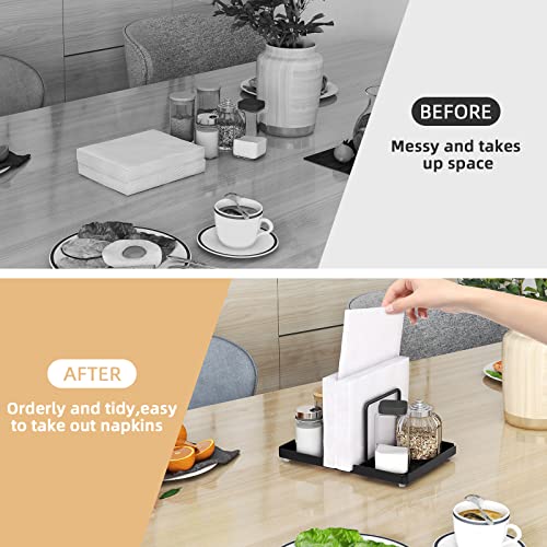 Black Metal Napkin Holder with Salt and Pepper Shakers Caddy B8973