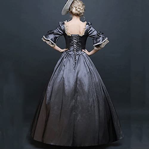 Women Renaissance Medieval Maxi Dress Lace Up Vintage K47879