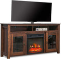 Electric Fireplace TV Stand Entertainment Center Wooden Corner Electric Fireplace Console Fireplace Heater for TVs up to 60",Rustic