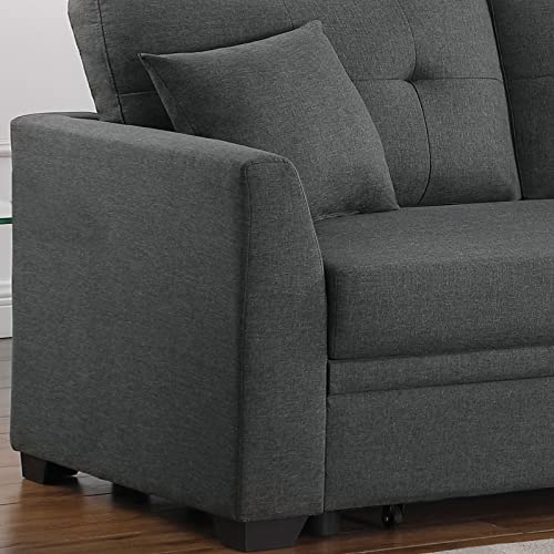 Small Sleeper Sofa Bed with Pull Out Couch and Storage, L Shaped Chaise, 81" Grey Q6546