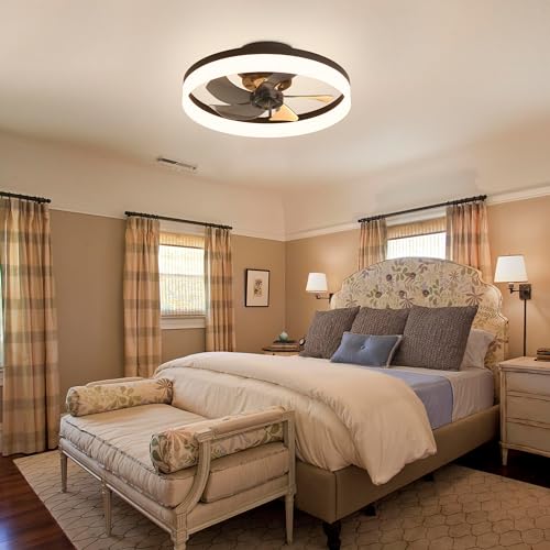 15.7" Ceiling Fan with Lights and Remote, Flush Mount for Bedroom Z9624