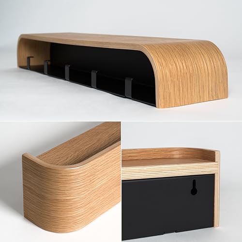 Wall-Mounted Coat Rack 'Toke' with Hidden Wall Hooks, Oak P431
