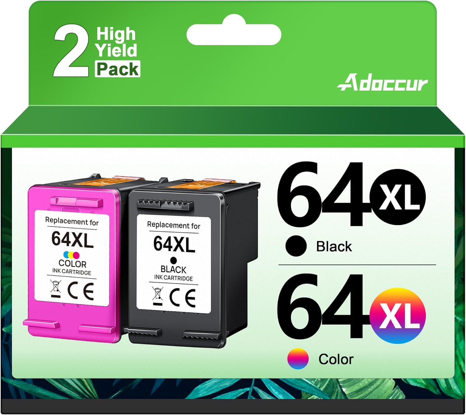 Remanufactured Ink Cartridge Replacement for HP Ink 64 HP 64XL HP 64 Ink Works with HP Envy Photo 7855 7858 6252 6255 7800 7100 7155 7158 Tango Tango X Tango Terra Printer (1 Black, 1 Color)