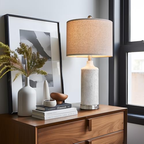 OYEARS 24" Table Lamps Set of 2, 3-Way Dimmable with USB A+C, Bulb Included W34034