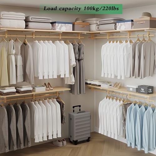 Solid Wooden Clothes Rack with Top Shelf, Wall Mounted Garment Rack, 100cm Z76704
