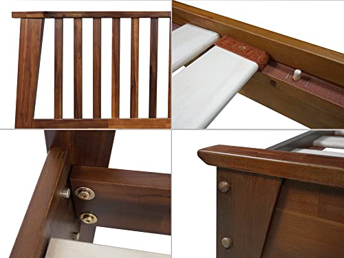 Acacia Kaylin Bed Frame Queen Size Solid Wood Platform Bed with Headboard, Mocha H4572