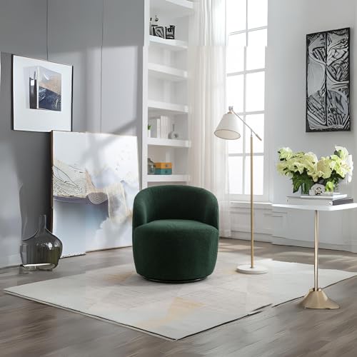 Teddy Fabric Swivel Accent Armchair Barrel Chair (Ivory White) U1925