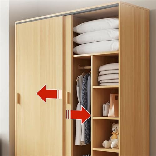 NIUYAO Solid Wood Wardrobe Closet with Sliding Door and Shelves V214937