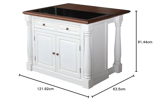 Homestyles Monarch Kitchen Island Set with 2 Stools, Off-White L666890