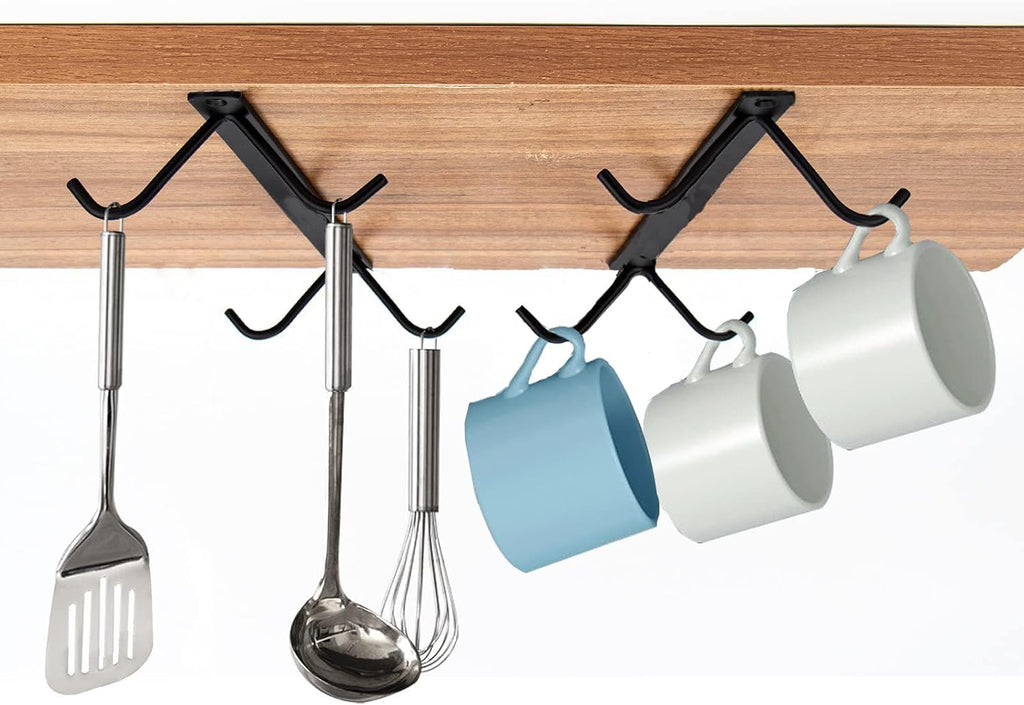 4 Packs Mug Holder Under Cabinet, 16 Hooks for Coffee Cups C963644