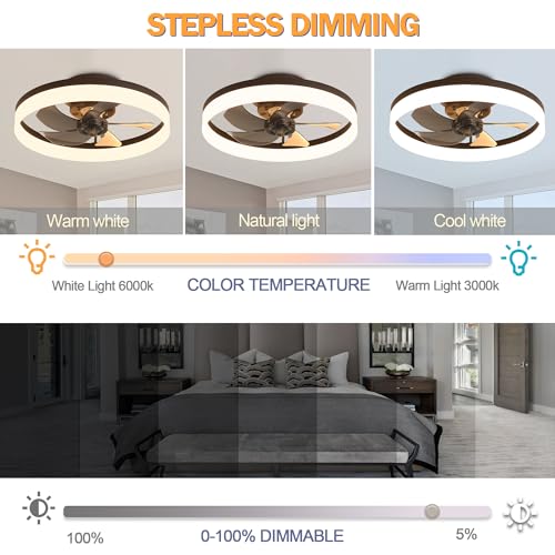 15.7" Ceiling Fan with Lights and Remote, Flush Mount for Bedroom Z9624
