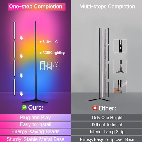 OUTON Smart LED Floor Lamp RGB, 2 Pack with App and Remote Control L6117