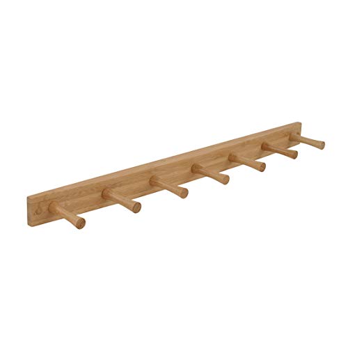 Spectrum Diversified Wall-Mounted 7 Peg Wood, Hat Organizer & Coat Hanger for Entryway or Closet Bathroom Storage Racks for Towels & Bath Robes, 7-Hook, Bamboo