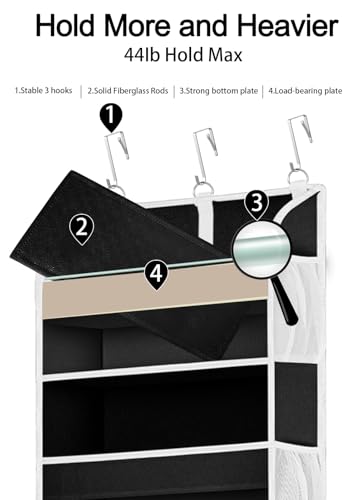 Over The Door Storage Organizer with 5 Pockets, 44 lbs Capacity Z3197