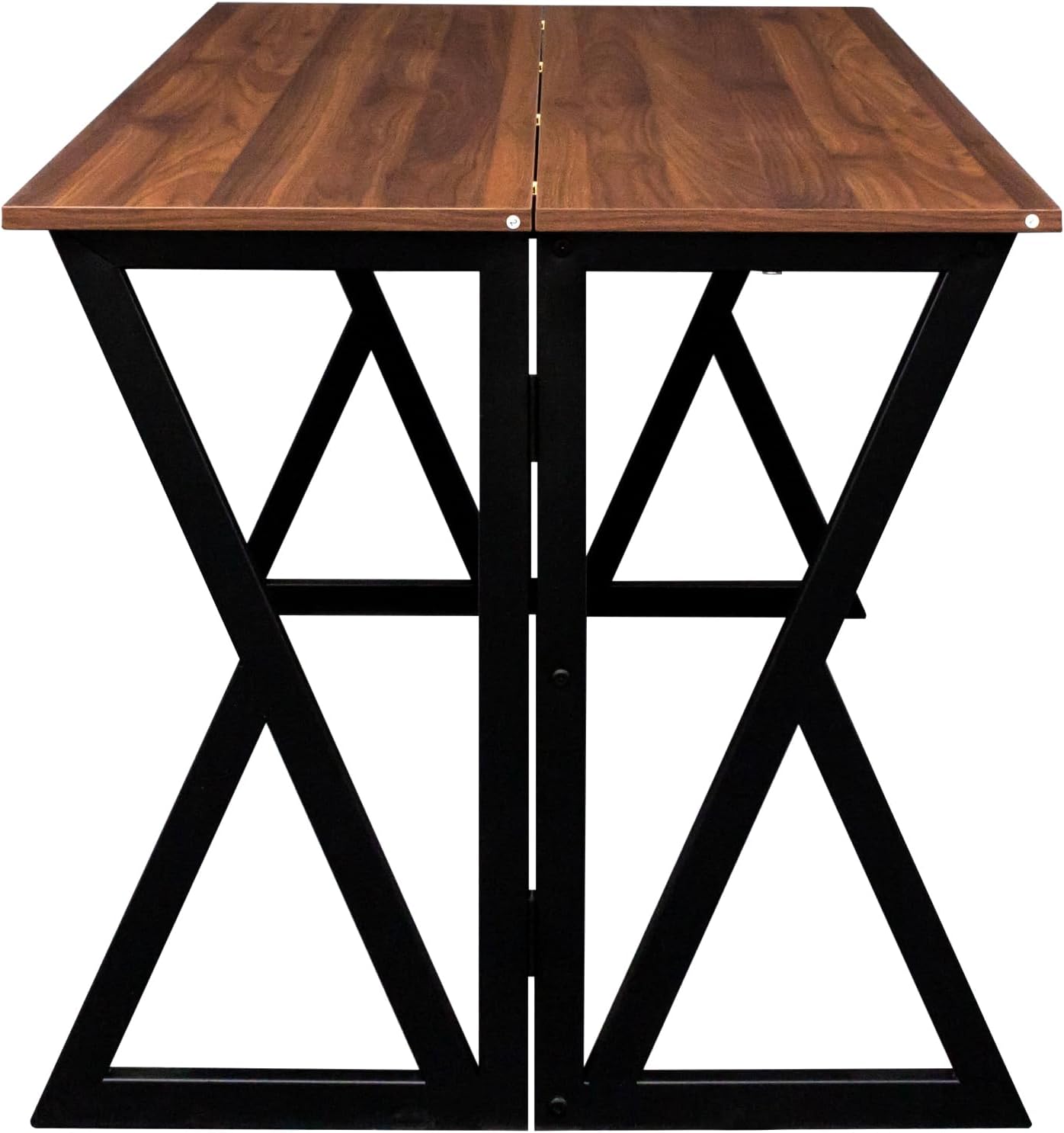 Extendable Drop Leaf High Table, Wood Folding Dining Desk, Walnut Brown C6002
