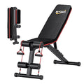 Adjustable Folding Weight Bench,Foldable Incline Decline Workout Bench Sit Up Bench with Resistance Band,Multifunctional Bench Home Gym Equipment for Full Body Workout