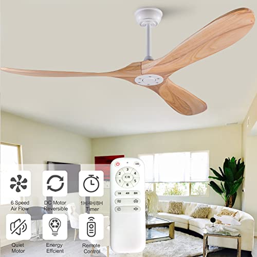 Solid Wood 60 inch Ceiling Fan with Remote Control for Indoor Outdoor G273364