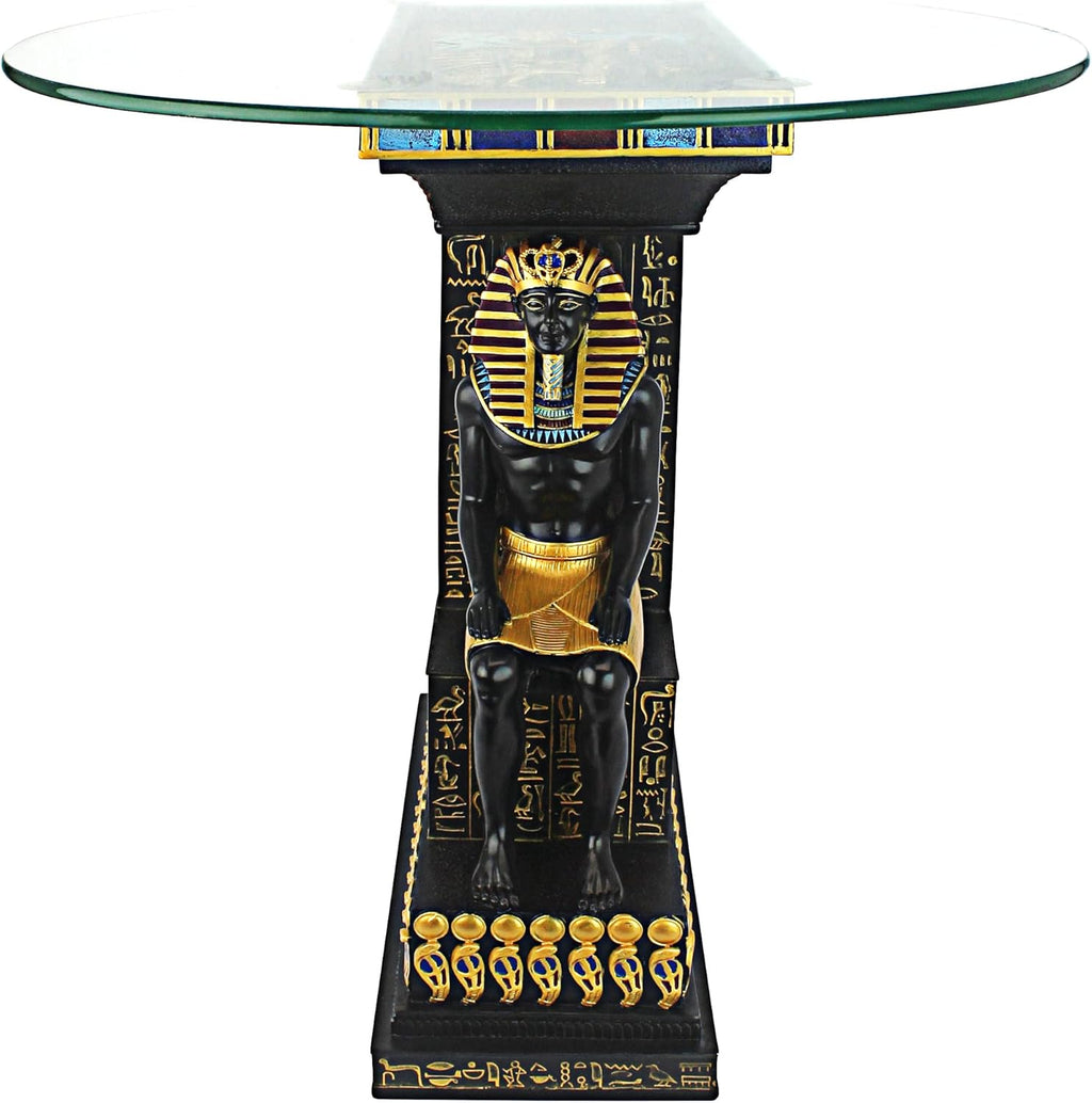 Design Toscano TUT Egyptian Pharaoh Glass-Topped Sculptural Table O795