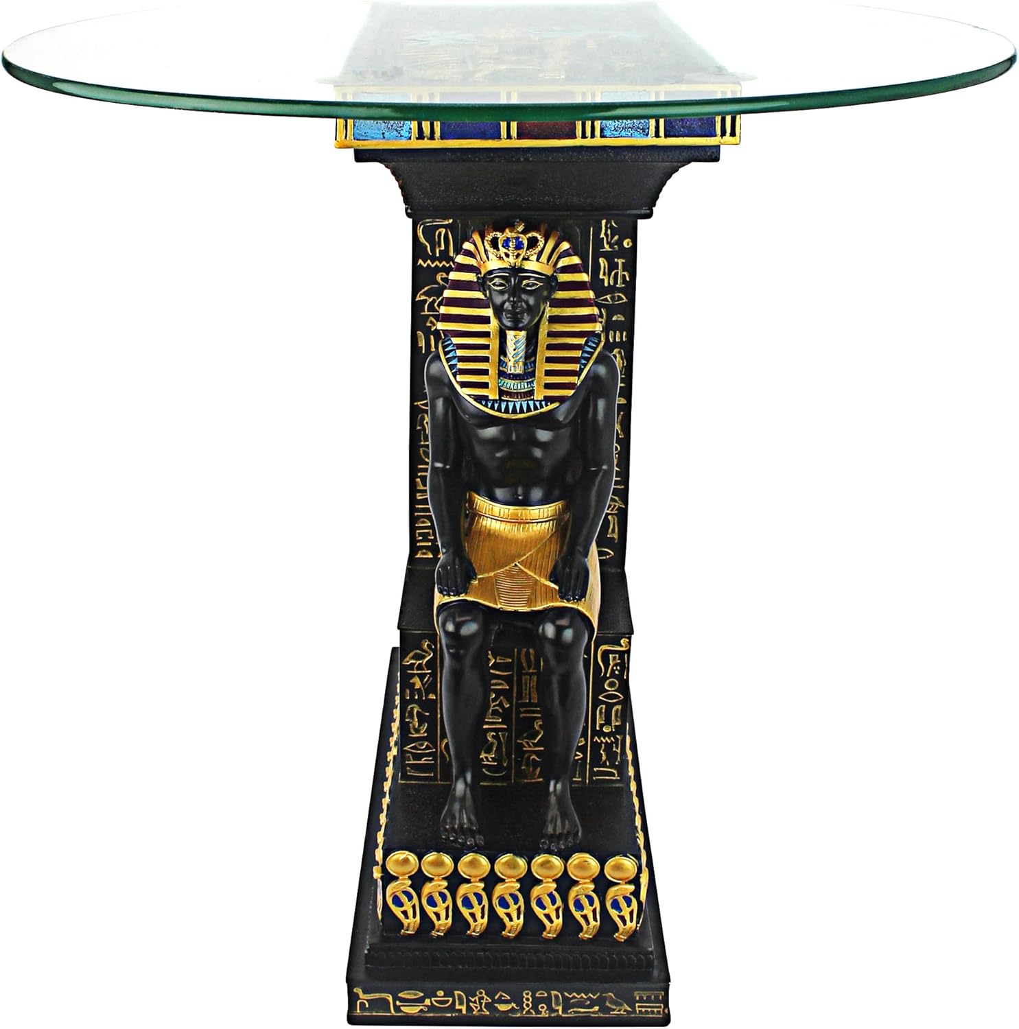 Design Toscano TUT Egyptian Pharaoh Glass-Topped Sculptural Table O795