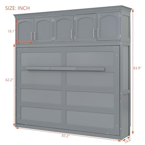 Full Size Murphy Bed with Top Cabinets and Pneumatic Lift A6933