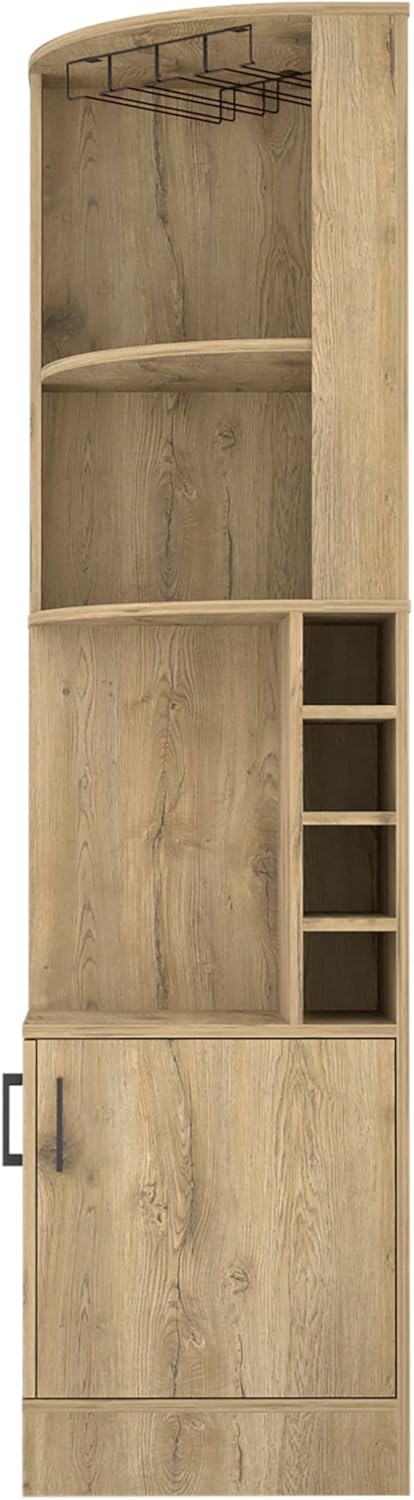 Corner Bar Cabinet with Wine Storage, Aged Oak K739