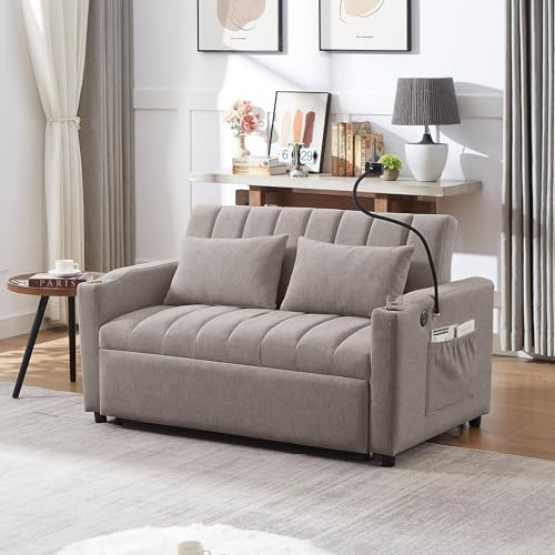 XD Designs 3 in 1 Convertible Sofa Bed Lounger Chair with Pillow, Beige W605211