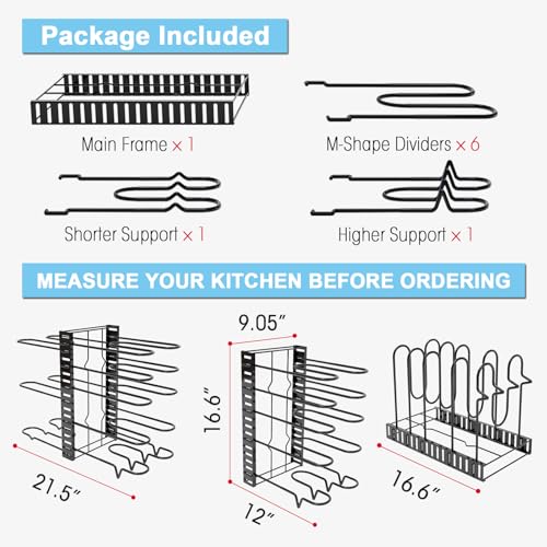Pots and Pans Organizer Rack for Cabinet, 8-Tier Adjustable Heavy-Duty Storage C72310