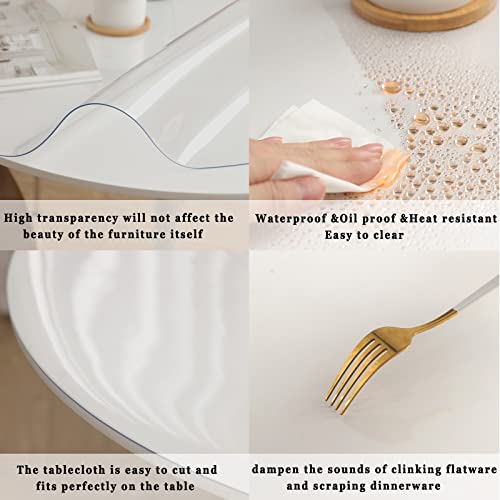 Clear PVC Tablecloths Waterproof Round Table Protector 1.5mm S3010
