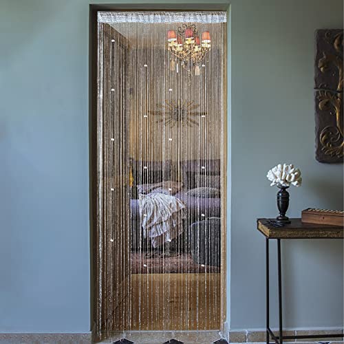 Silver Grey Door Bead Curtain Room Divider Decorative Tassel Screen E257325