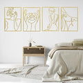 KISPATTI 4Pcs Black Metal Wall Art, Minimalist Wall Decor for Bedroom Aesthetic Modern Apartment Wall Decor for Bathroom Above Bed Living Room Women Female Home Hanging Wall Sculptures (Black)