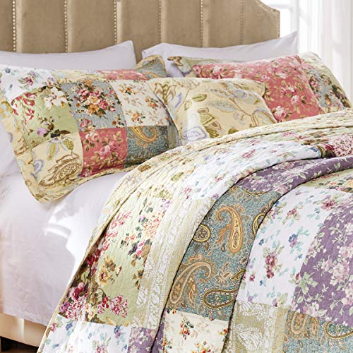 Greenland Home Blooming Prairie Quilt Set, Full/Queen, 3 Piece E36418