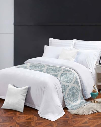 Boho Floral Teal Bed Runner Scarf King Size 94"x20" U372