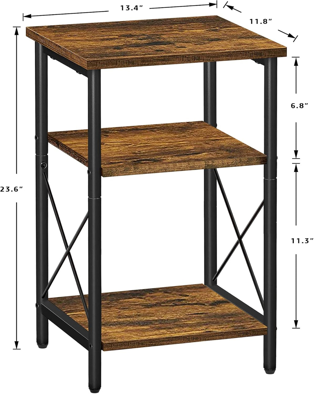 TUTOTAK End Table with Charging Station, 3-Tier Storage Shelf R41158