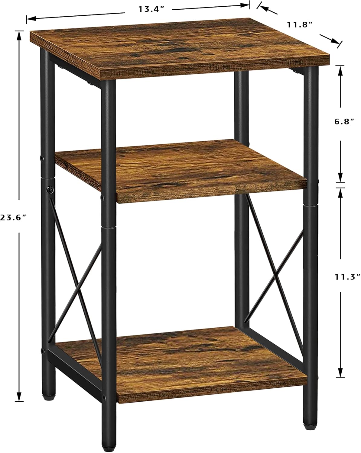 TUTOTAK End Table with Charging Station, 3-Tier Storage Shelf R41158
