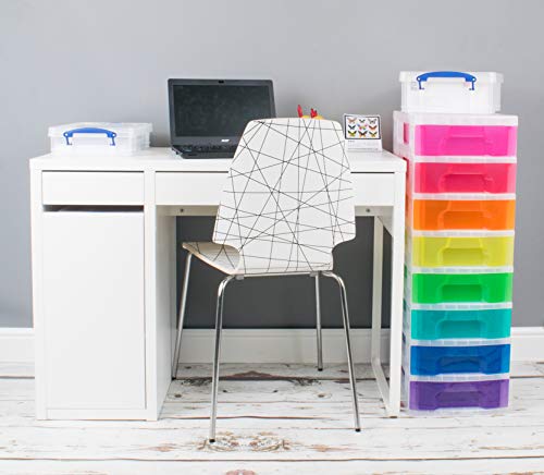 Really Useful Plastic Storage Tower 8x7 Litre Clear with Rainbow Drawers F8266