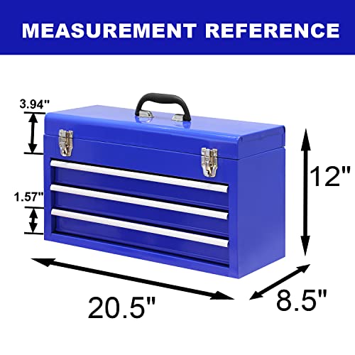 BIG RED 3 Drawer 20" Metal Tool Box Portable Steel Tool Chest K827254