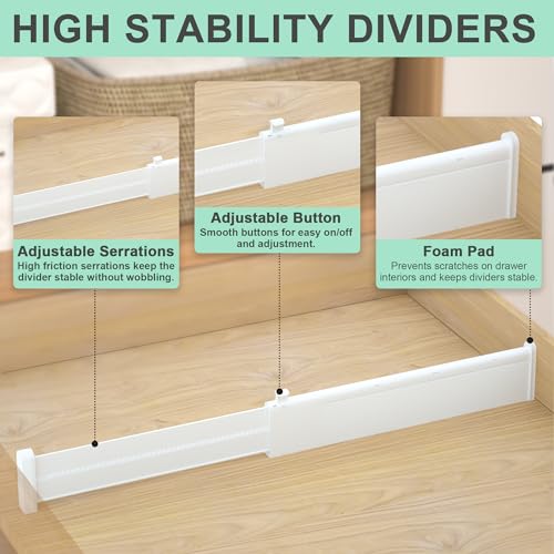 Drawer Dividers 8 Pack, Adjustable Drawer Organizers for Kitchen, Bedroom & Office B529
