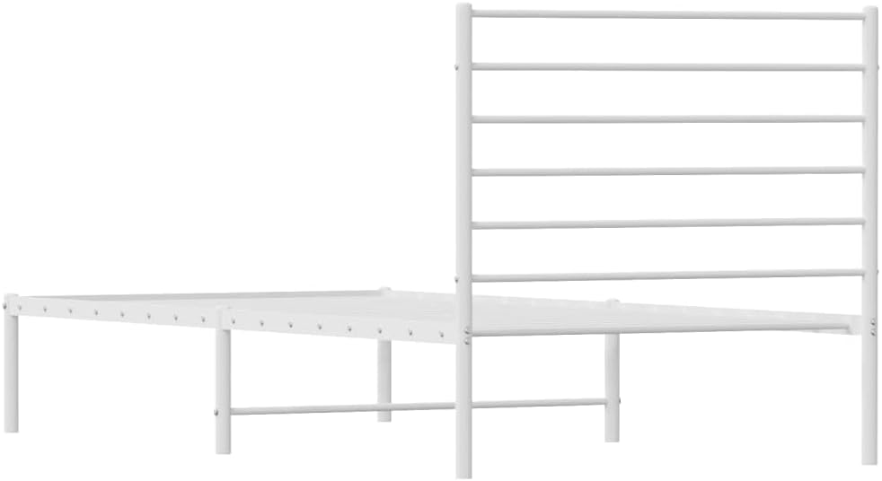 Asomie Metal Bed Frame with Headboard White I247478