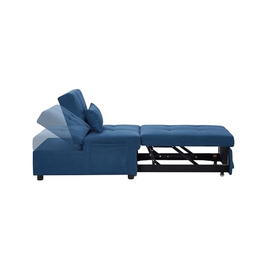 Linen Fabric Sleeper Chair Bed with Adjustable Backrest and Pillow I239644