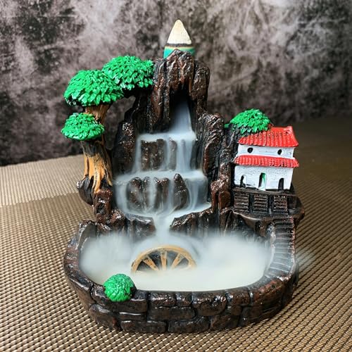 Resin Reflux Incense Holder Waterwheel Burner for Home Office T258991