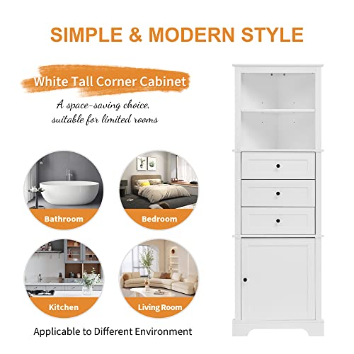 Anwick Tall Corner Cabinet with Doors and Adjustable Shelves, Green Z752