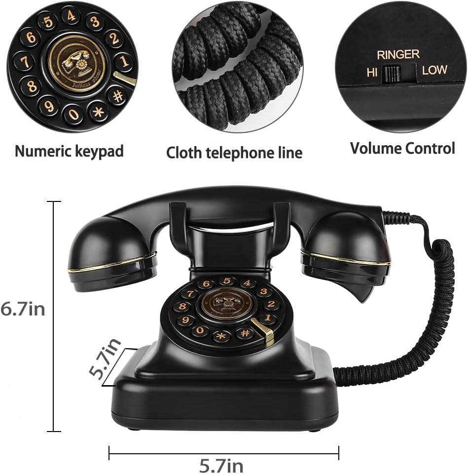 Retro Landline Telephone 1960's Classic Corded Dial Desk Phone E6147