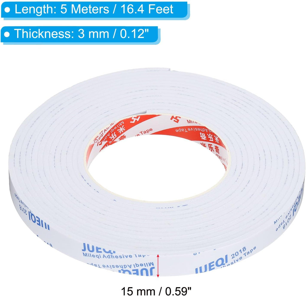 PATIKIL 5m Sealing Foam Tape, 15mm Wide 3mm Thick, White J588747