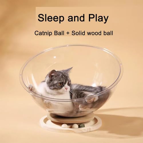 Space Capsule Cat Bed Solid Wood Stand Indoor Pet House M5918