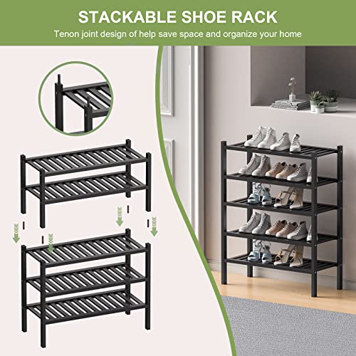 6-Tier Bamboo Shoe Rack Storage Organizer for Closet Entryway R22161