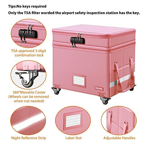 DocSafe Fireproof Document Box with Lock, 2-Layer File Box with Wheels, Gray N7633
