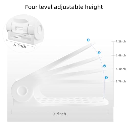 Shoe Slots Organizer 16PCS Adjustable Double Layer Stack Shoe Rack, White N381980