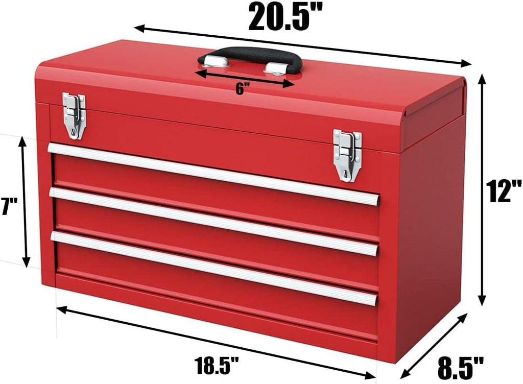 Giantex Portable Steel Tool Box with 3 Drawers, Red A78203