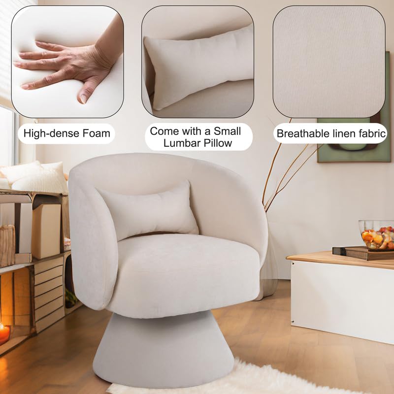 Swivel Barrel Chair, Modern Upholstered Accent Chair, Teal Linen H794393